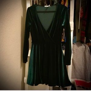 Emerald Green Kimchi Blue Iris Velvet Mini Dress